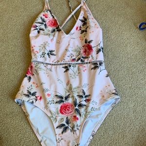 Pink floral one piece